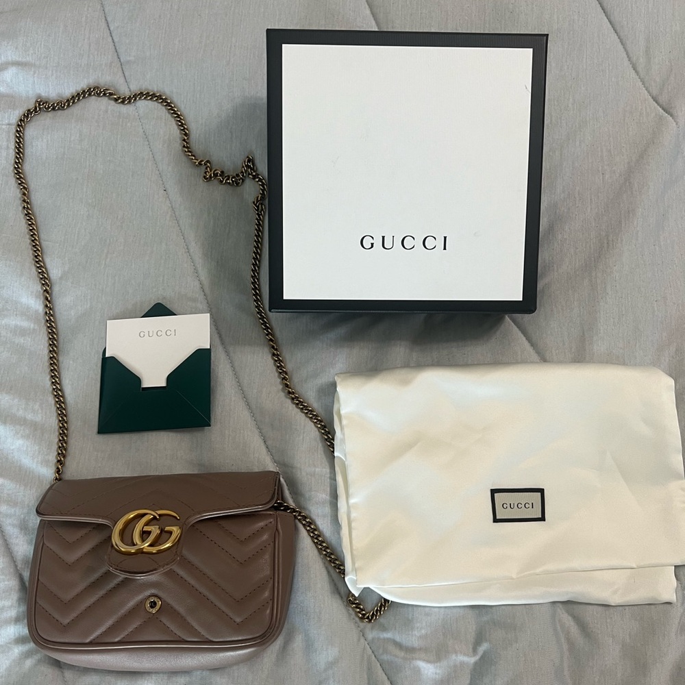 Gucci Brown Leather Marmont Bag